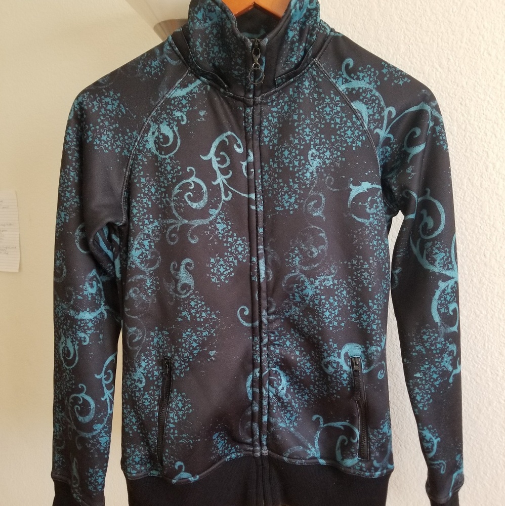 Black & Blue Athletic Workout Jacket Swirl Design